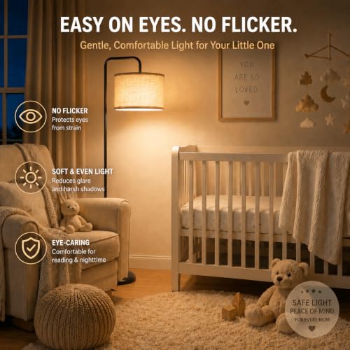Floor Lamp with 3 CCT Bulb - Black Standing Lamp for Living Room - Variation: Black / 3 Color
