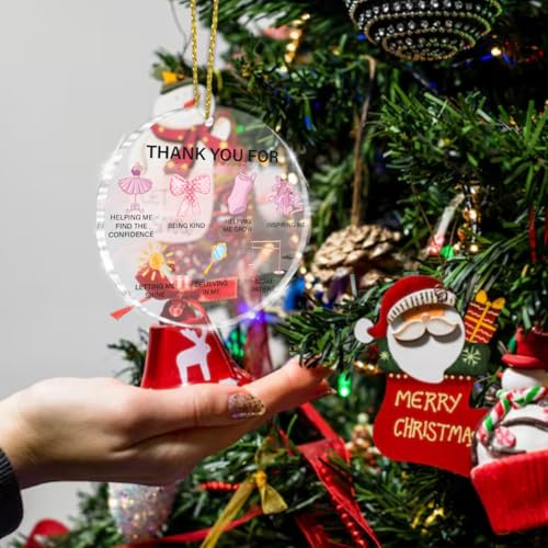 Soiceu E Dance Teacher Christmas Ornament - Thank You Gift for Women, Acrylic, 3-inch