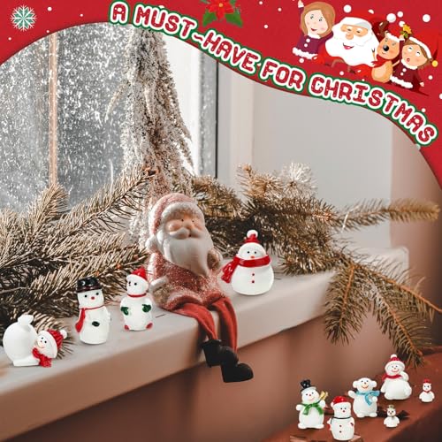 Mini Snowman Figurines Christmas Decorations - 100 Resin Ornaments for Holiday Decor