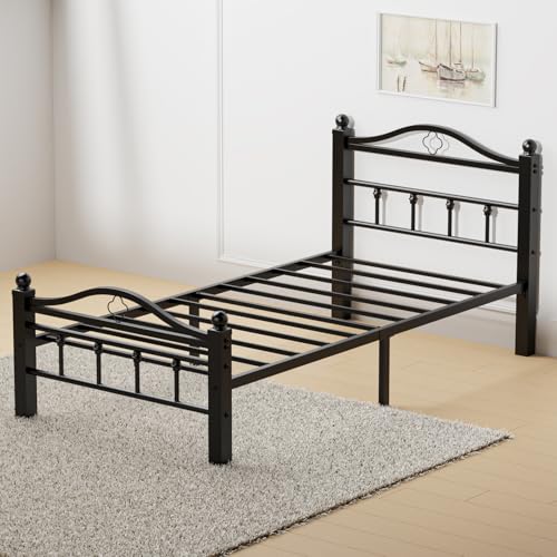 Twin XL Bed Frame with Headboard - Sturdy Metal Platform Bed for Dorm, Bedroom, or Guest Room