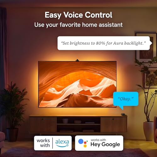 Aura Labs TV Backlight Sync to Screen for 70-85 Inch TVs RGBIC LED Lights - Real-Time Screen Mirroring