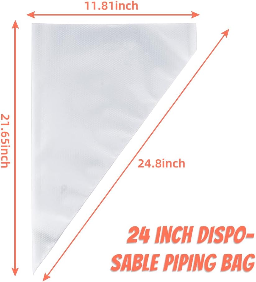 Skiennix 24 Inch Extra Large Disposable Piping Bags - 50 Pack Heavy Duty Icing Bags for Cake Decorating