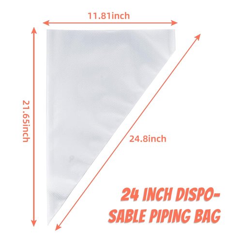 24 Inch Extra Large Piping Bags Disposable,50 Pack Thick Pastry Bags with 6 Bag Ties, Heavy Duty Icing Bags for Frosting,Cream and Pastry Filling,Cake Decorating bags
