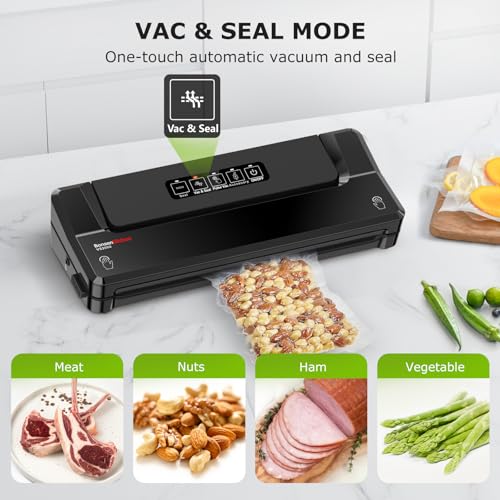 Bonsenkitchen Vacuum Sealer Machine with 5 Bags, Black — Food Preservation