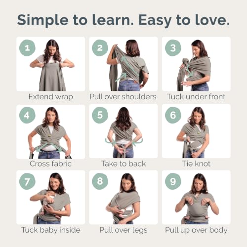 Baby Wrap Carrier - Stretch Cotton Newborn Sling Grey - Ergonomic & Hip-Healthy