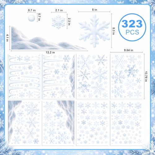 Gatherfun Snowflake Christmas Window Clings – Reusable 8 Sheets 13.78x9.84 inches