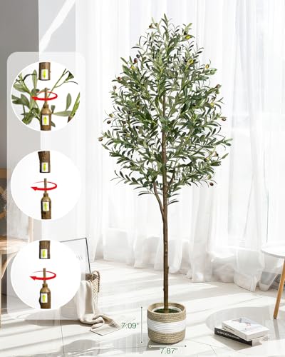 LuceAlberi 5ft 6in Artificial Olive Tree - Realistic Faux Indoor Plant with Pot & Basket