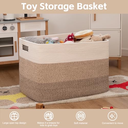 Extra Large Cotton Rope Storage Basket - Gradient Brown, 118L, Foldable