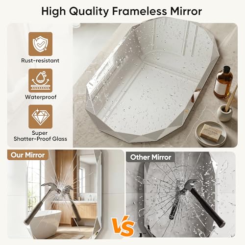 36''x24'' Oval Frameless Bathroom Mirror with Beveled Edge - Suidia 5mm HD Glass