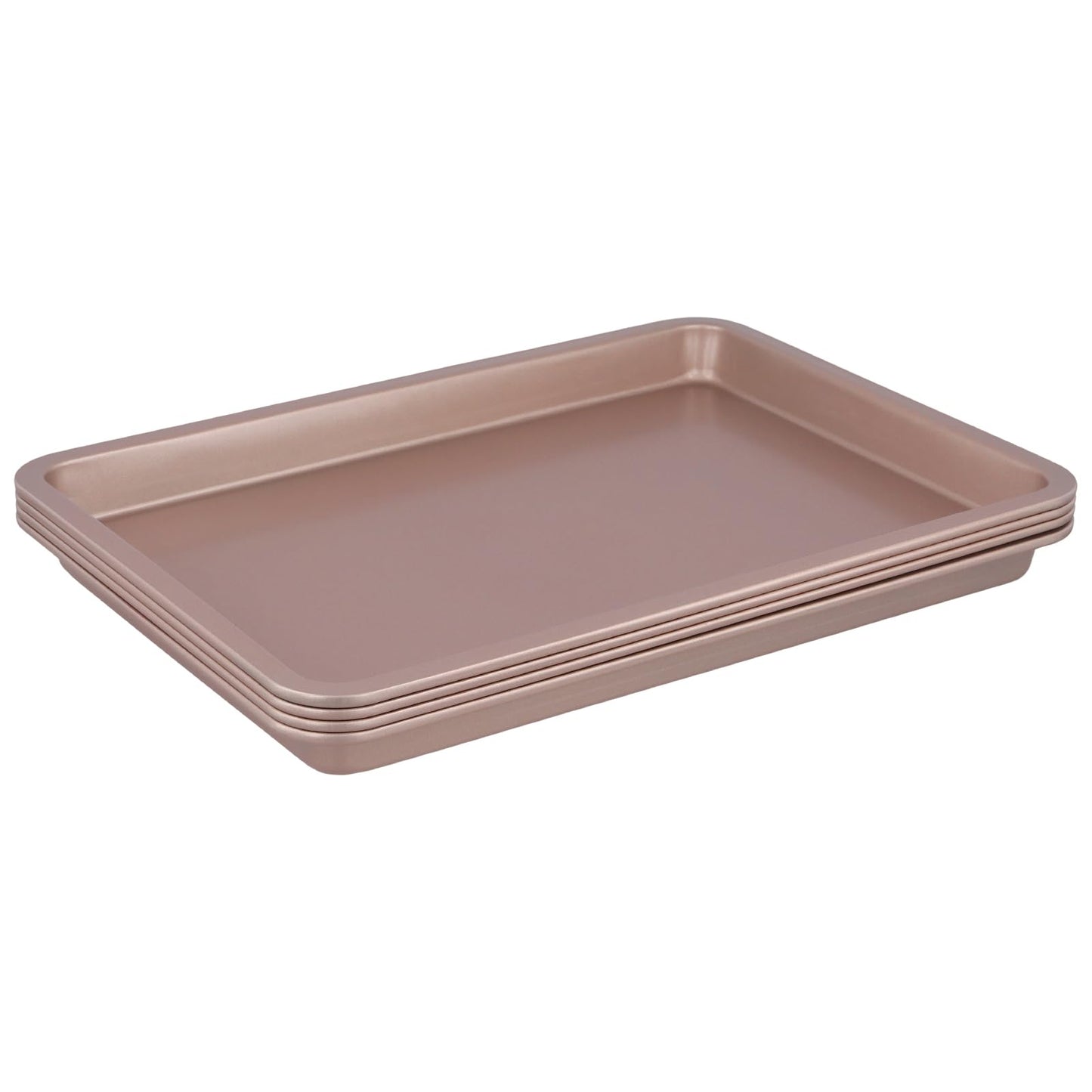 SHEUTSAN 4 Pack Gold Baking Sheet Pan, 13 x 9 x 1 Inch Carbon Steel Oven Tray, Cookie Sheet Pans for Cooking, Roasting