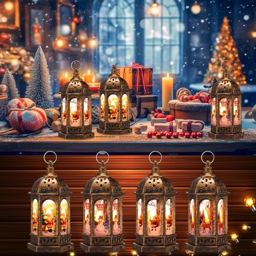 Threan 12 Pcs Christmas Lanterns Centerpiece Decor - Bronze Gold Variant