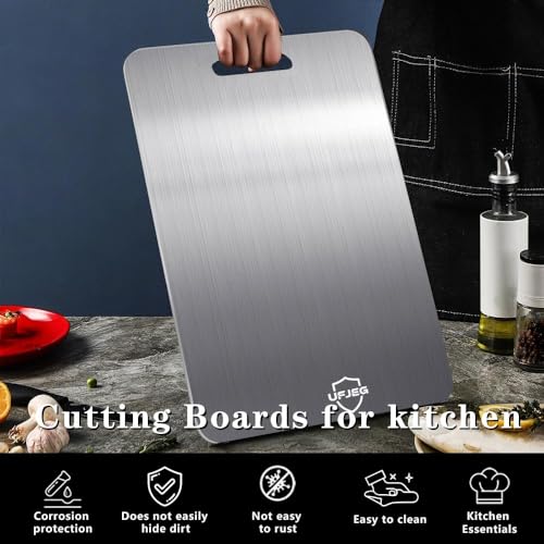 3 Pack Titanium Cutting Boards - Food Grade, Non-Toxic, Double-Sided Kitchen & Outdoor Chopping Boards (15.6" x 11", 13" x 9.3", 11.8" x 7.8")