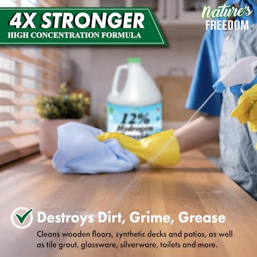 Nature's Freedom 12% Food Grade Hydrogen Peroxide with Funnel - 2 Gallon (256 Fl Oz) Pack