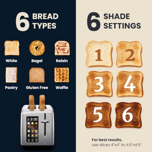Elite Gourmet 2-Slice Toaster with Digital Countdown & Extra-Wide Slots - Gloss Black, Variation