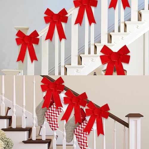 Burgundy Velvet Christmas Red Bow 13x9 Inches - 10 Pack Holiday Wreath Decorations
