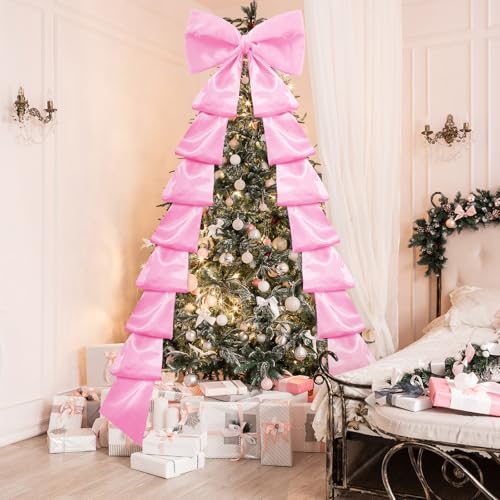 Knitgrip Extra Large Pink Satin Christmas Bow 118x28in - Giant Tree Topper