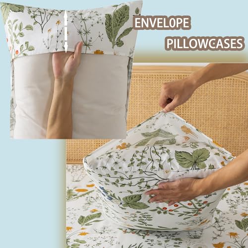 Zusbest Green King Size Floral Cotton Bed Sheet Set with Deep Pockets - 4 Pieces