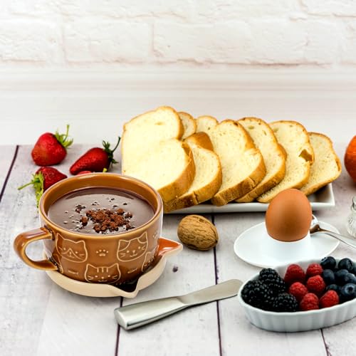 Cute Ceramic Cat Mug Set with Lids and Coasters - 10oz Kawaii Coffee & Tea Cups for Cat Lovers