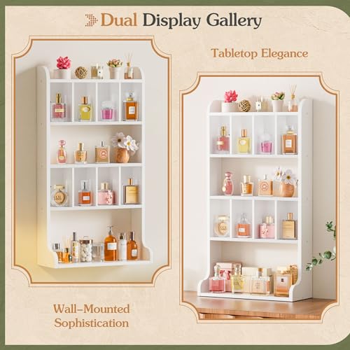 Keebofly White Wall Mount Perfume & Cologne Display Shelf Multi-Tier Organizer