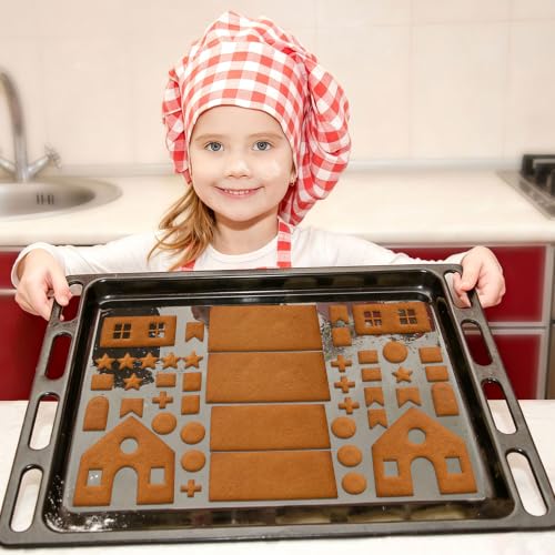 SINGARE 10Pcs 3D Gingerbread House Cookie Cutters Set – Stainless Steel, Includes Front/Back Walls, Roof, Doors & Windows