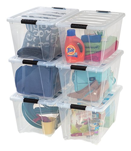 Clear Plastic Storage Bins with Lids - 54 Quart 6 Pack - Space-Saving Organization