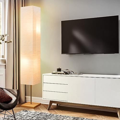 GyroVu White Paper Shade Tall Floor Lamp for Living Room & Bedroom - Adjustable Color Temperature