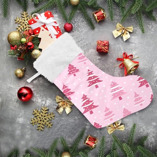 Pink Christmas Stocking 17.7 Inch Large Velvet Fireplace Hanging Gift