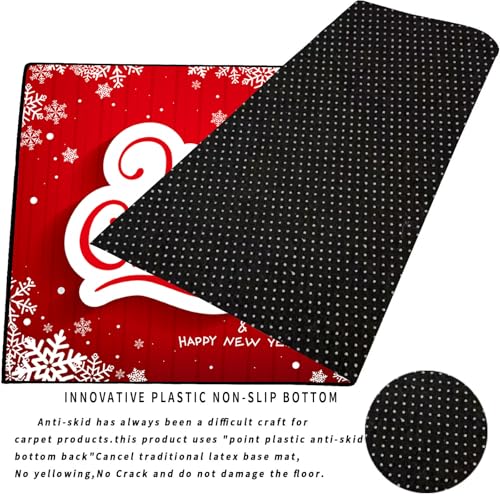 Merry Christmas Rug 2' x 3' Santa Claus Area Rug Winter Snowflake Doormat Blessing Floor Mat Carpet for Entryway Bedroom Happy New Year Decor