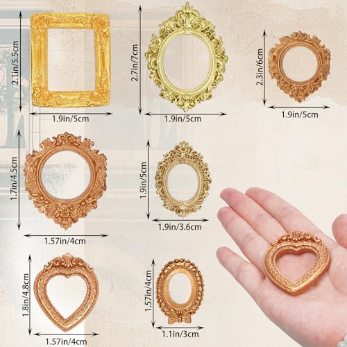 Marrywindix 14 Pcs Vintage Mini Picture Frames Set — European Gold Resin Craft & Display Frames