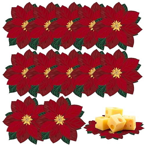 Poinsettia 100 Pcs 6'' Christmas Cheese Parchment Paper Doilies - Tenceur