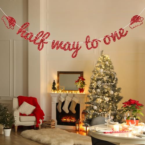 Half Birthday Banner for 6-Month Christmas Celebration Baby Milestone Decor