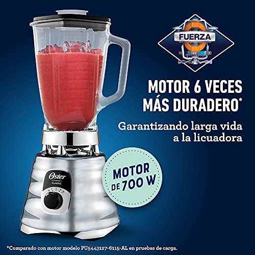Oster 1.25L Chrome Blender - 700W, 3 Speed, Durable Glass Jar