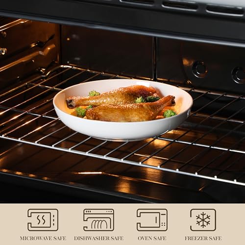 MALACASA Ivory White 10-Inch Pasta Bowls Set of 4, 56 OZ, Microwave & Dishwasher Safe