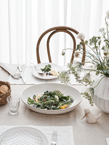 Ceramic Serving Bowls Set of 2 - Large Oval Salad & Pasta Dishes, Arctic White, S+M