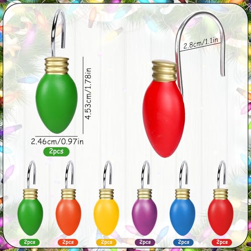 Whaline Christmas Shower Curtain Hooks 12-Pack with String Lights Design