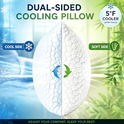 SUPA MODERN Cooling Pillow - White, Standard Size, Adjustable Firmness, CertiPUR-US Shredded Memory Foam - 1 Pack