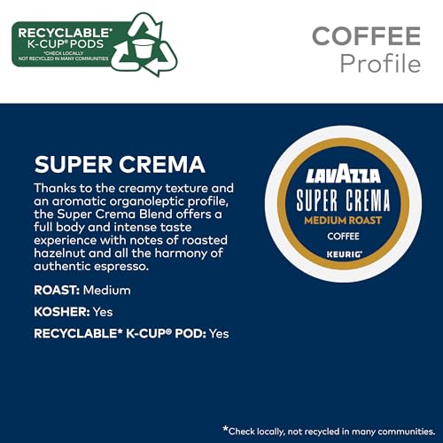Lavazza Super Crema K-Cup Coffee Pods - Medium Espresso Roast, 60 Count