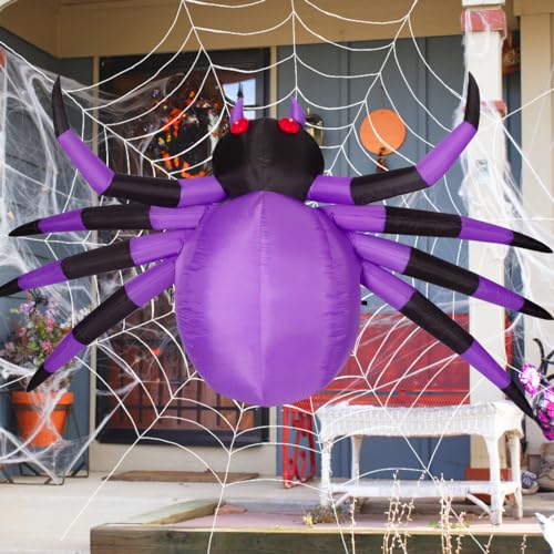 9FT Halloween Inflatable Decoration Purple Spider Yard LED Decor