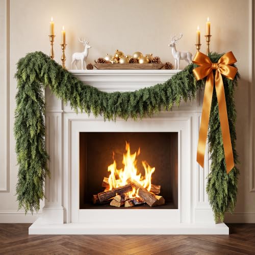 Owlura 2 Pack 10FT Real Touch Cedar Garland – Premium PE Christmas Garland