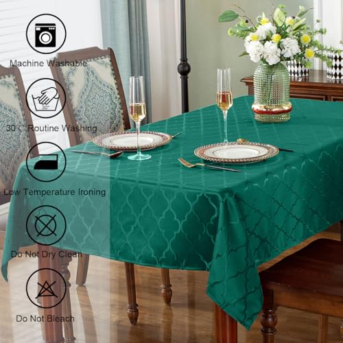 SASTYBALE Christmas Green Rectangular Jacquard Tablecloth 60x120 Inches
