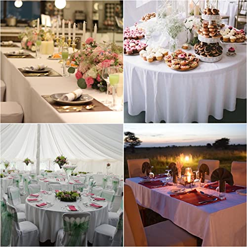 Fokitut 6 Pack 120 Inch White Round Tablecloth - Stain & Wrinkle Resistant Polyester