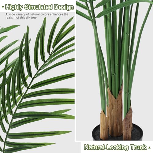 4ft Artificial Palm Tree - Large Fake Areca Tree with 13 Trunks for Indoor & Outdoor Decor - CyanGrove