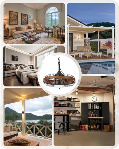 Outdoor Waterproof Ceiling Fan with Lights - 20 Inch, Remote & APP Control, Reversible, Dimmable, 6 Speeds, Timer