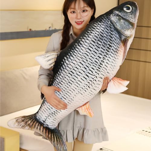 31.5 inches / 80 cm Simulation Fish Plush Toy £¬Soft Fish Cushion Pillow Grass carp Plush Pillow Stuffed Toy Throw Pillow for Home Decoration Gift Kids Stuffed Animal Toy