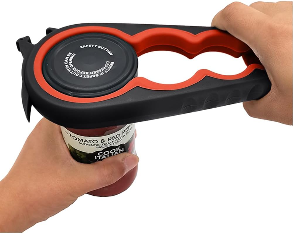 Otstar Jar Opener - Effortless Bottle & Can Opener for Seniors with Arthritis | Black & Red