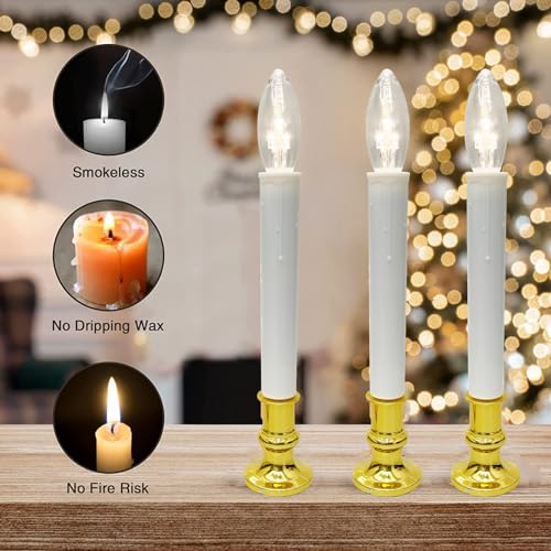 Abeja 4 Pack Battery Operated LED Window Candles with Suction Cups - Christmas Lights