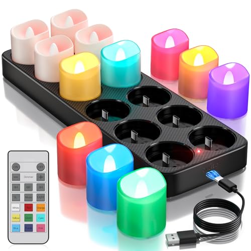 Rechargeable Color Changing Tea Lights Candles with Remote & Timer