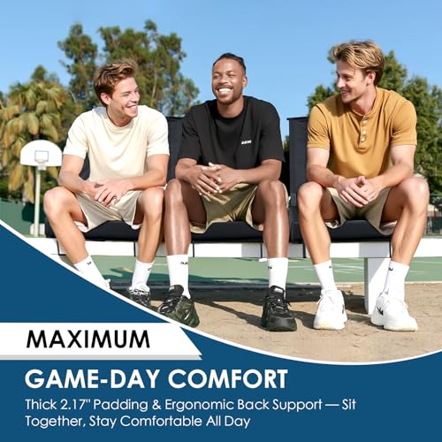 Matte Black Stadium Seats with Back Support - 2 Pack Portable Folding Bleacher Chairs