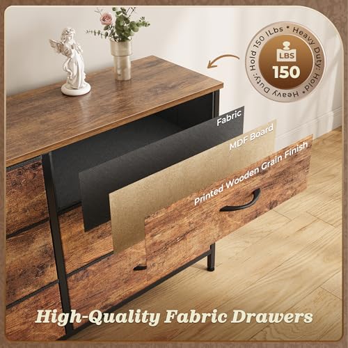 Huuger Rustic Brown 70-Inch Long Dresser & TV Stand for 65-80 Inch TVs