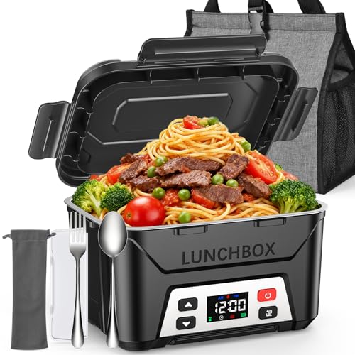 EAST OAK Black 5.5-Cup Cordless Heated Lunch Box with Scheduled Heating